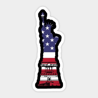 Mens Classic Statue Of Liberty American Flag Usa Patriotic Sticker